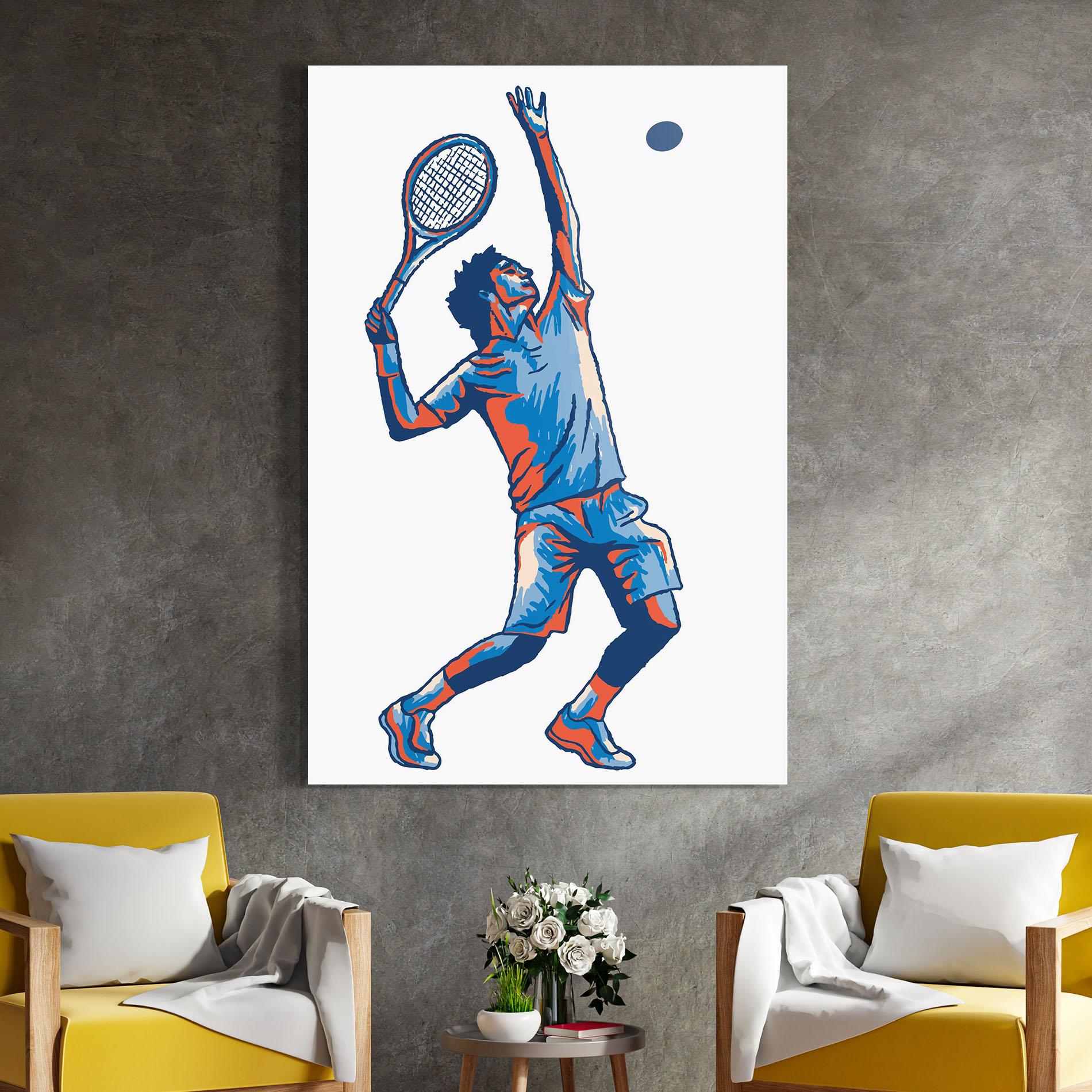Стъклена картина Blue Red Tennis mockup 4