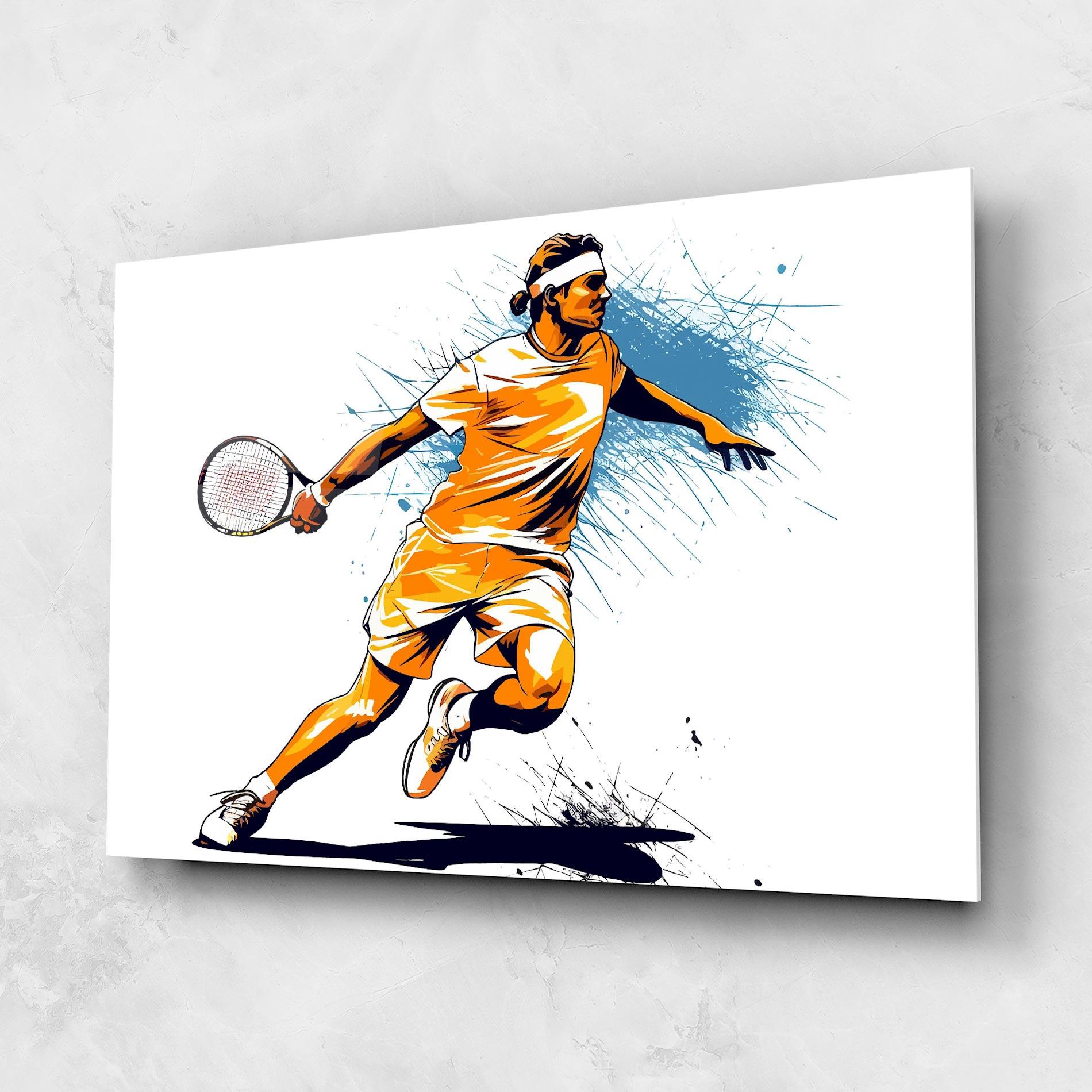 Стъклена картина Orange Blue Tennis mockup 1