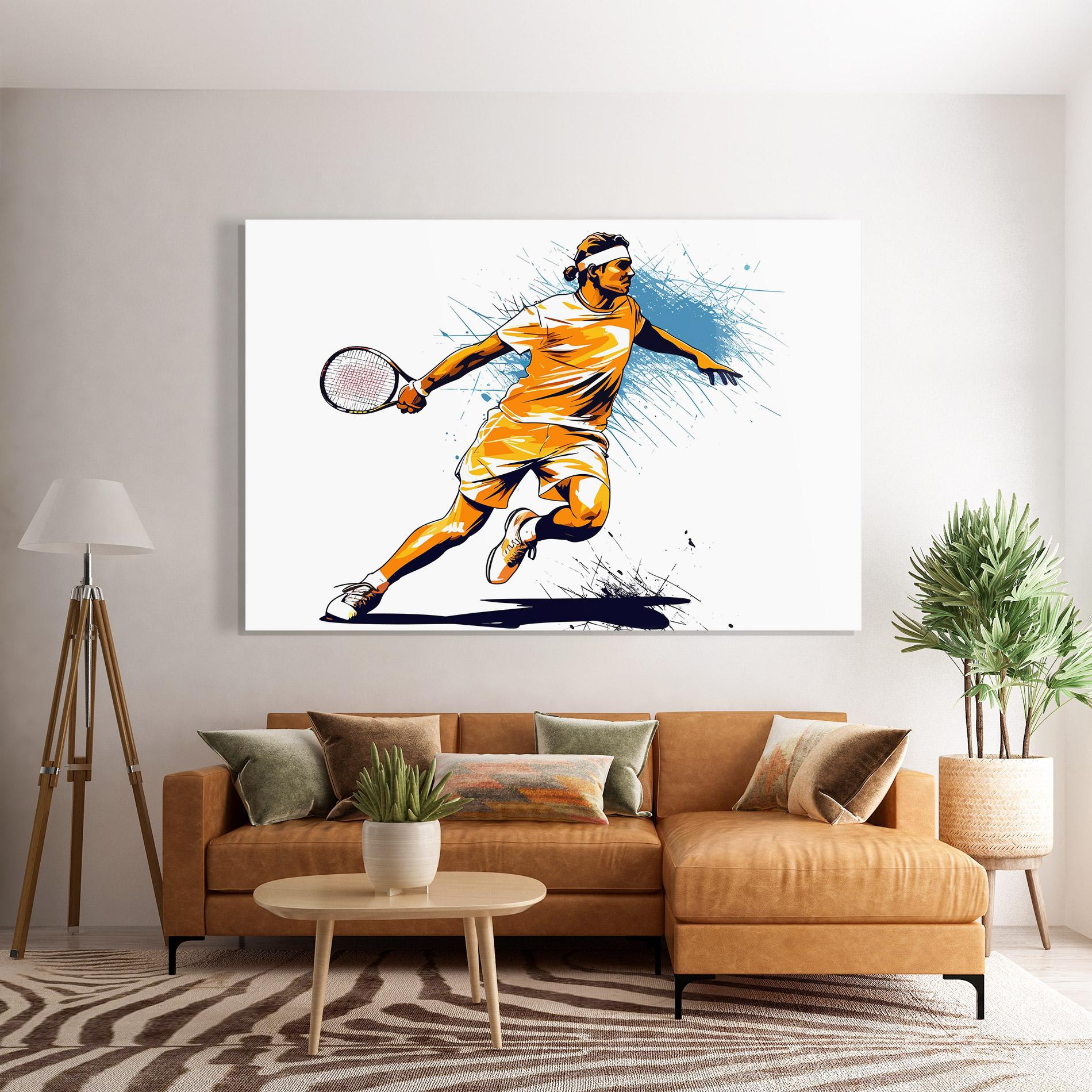 Стъклена картина Orange Blue Tennis mockup 7