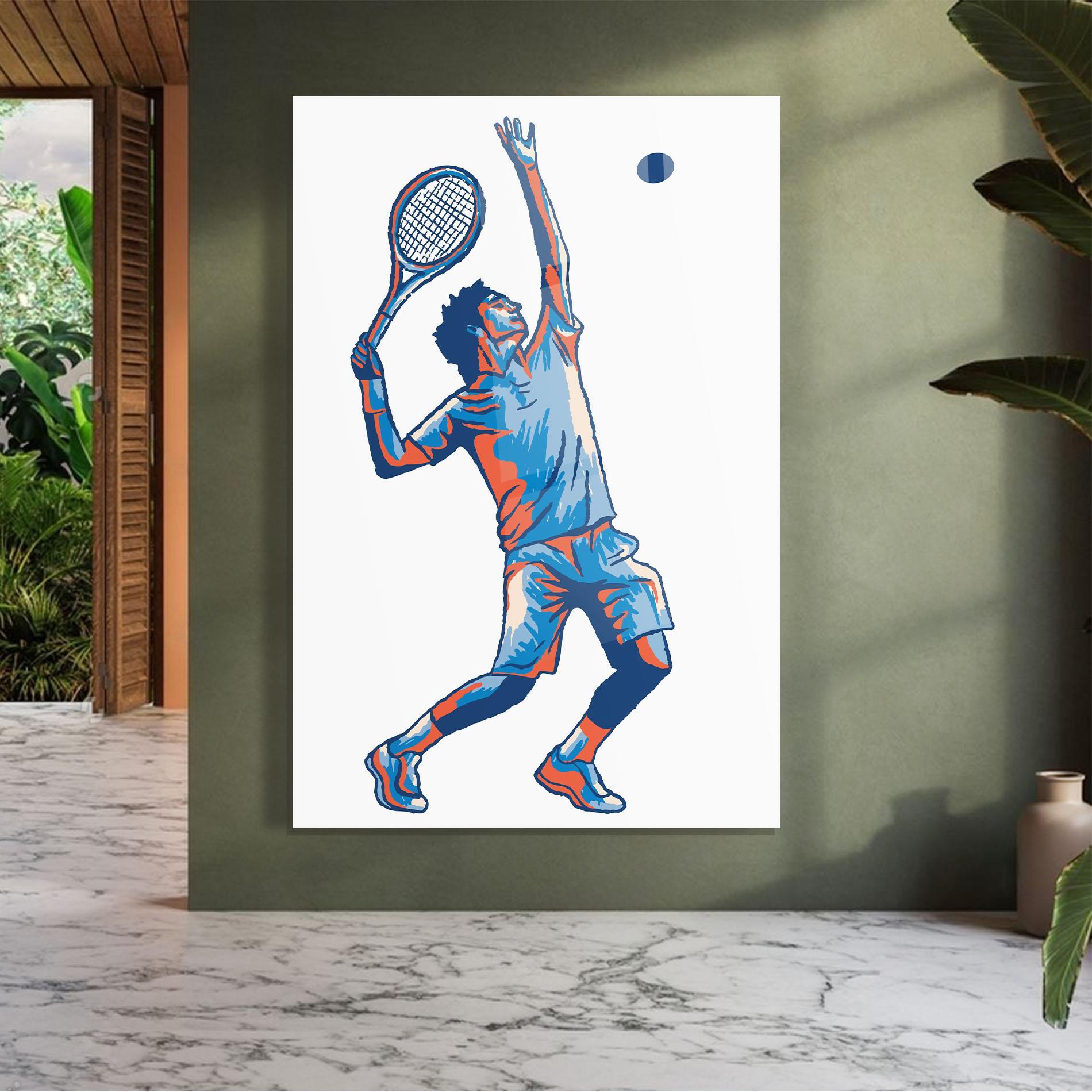 Стъклена картина Blue Red Tennis mockup 7
