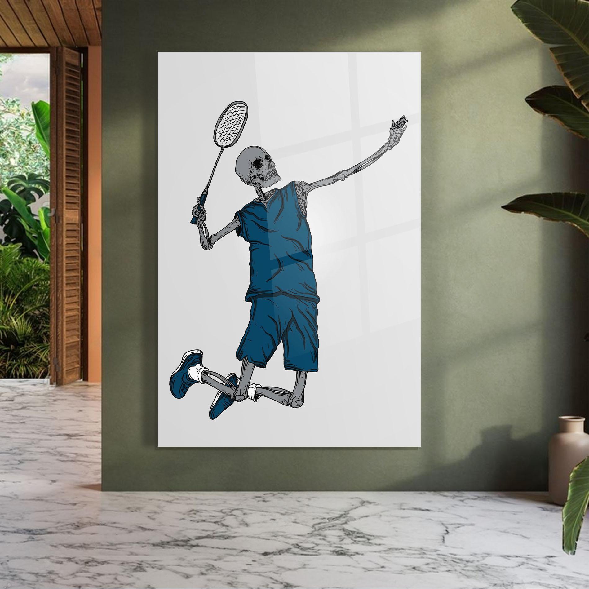 Стъклена картина Blue Skull Tennis mockup 7