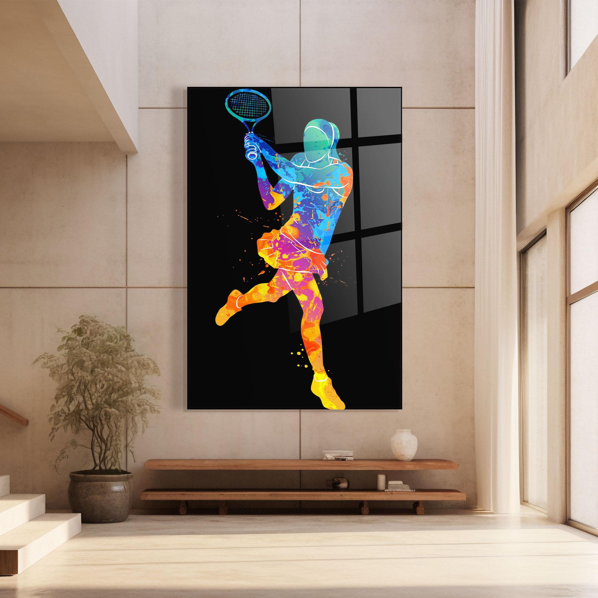 Стъклена картина Blue Orange Tennis mockup 8