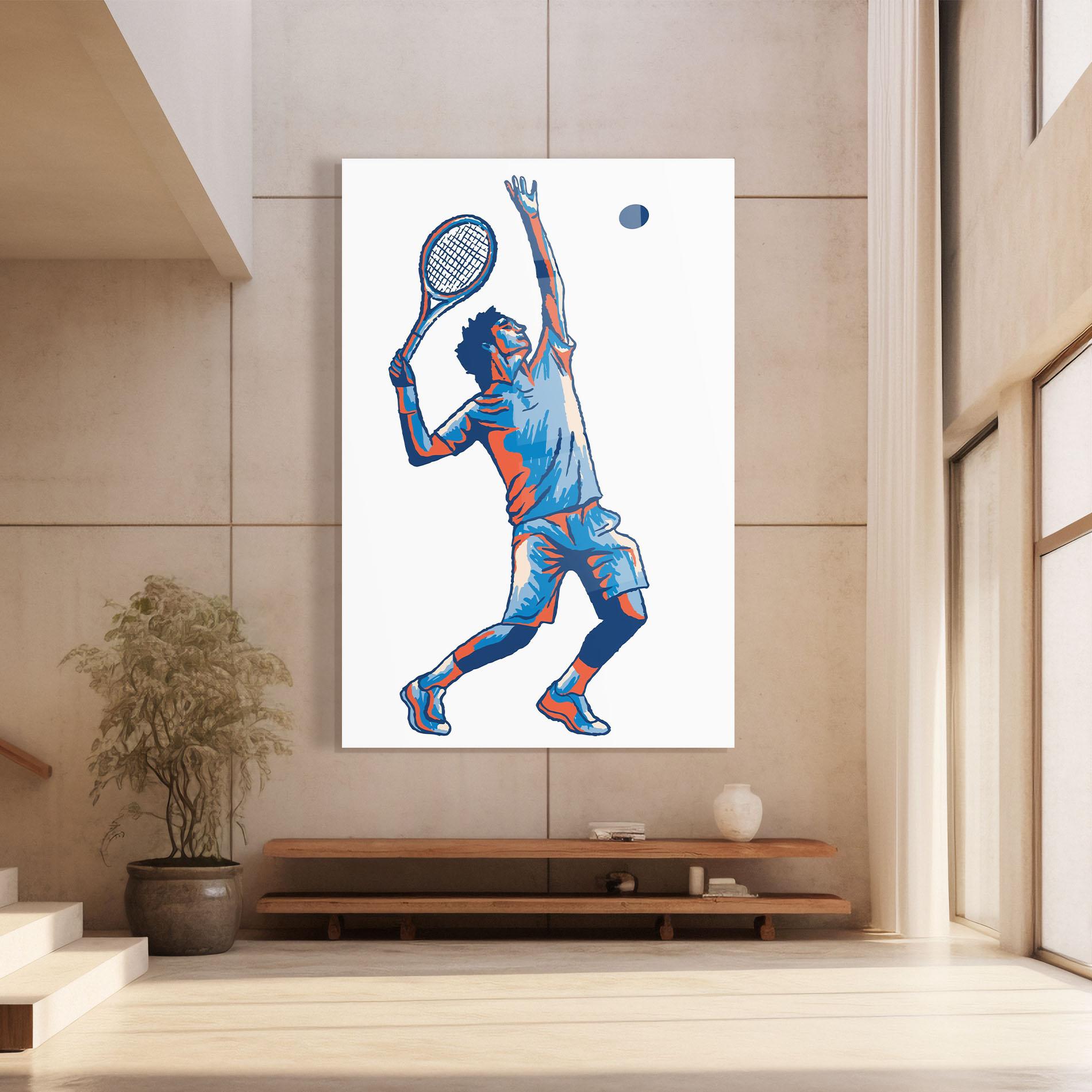 Стъклена картина Blue Red Tennis mockup 8