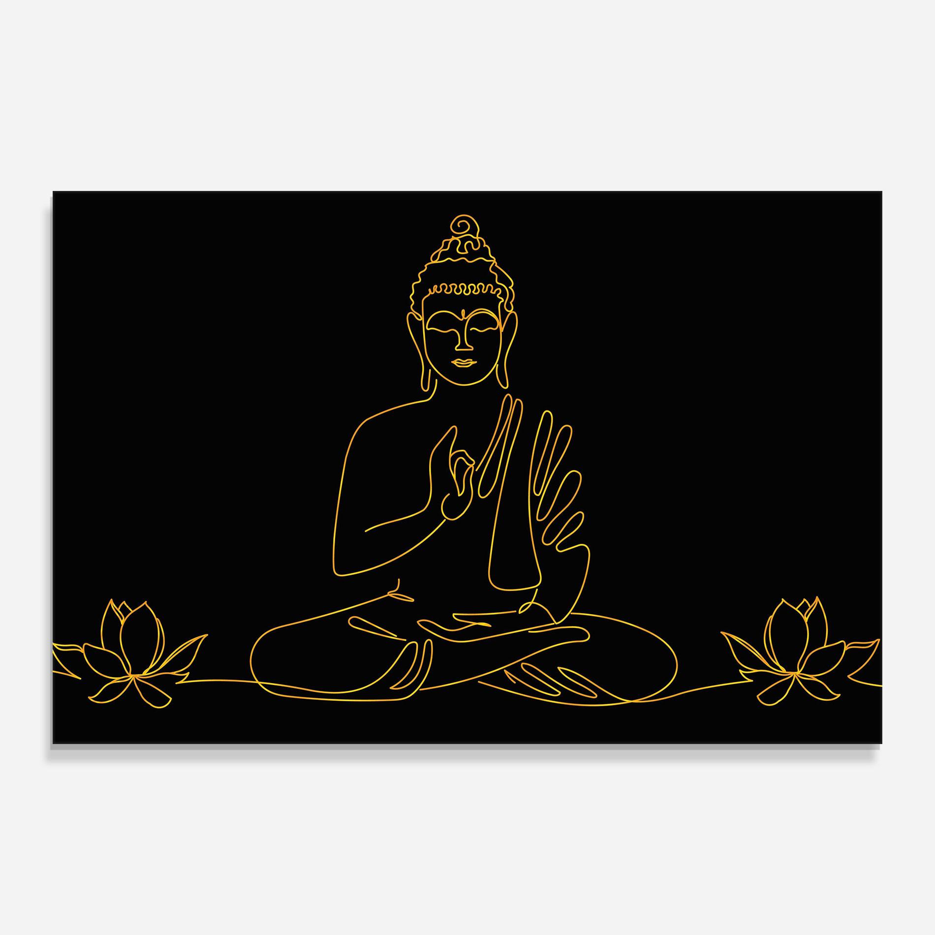 Стъклена картина Buddha Gold Line mockup 0