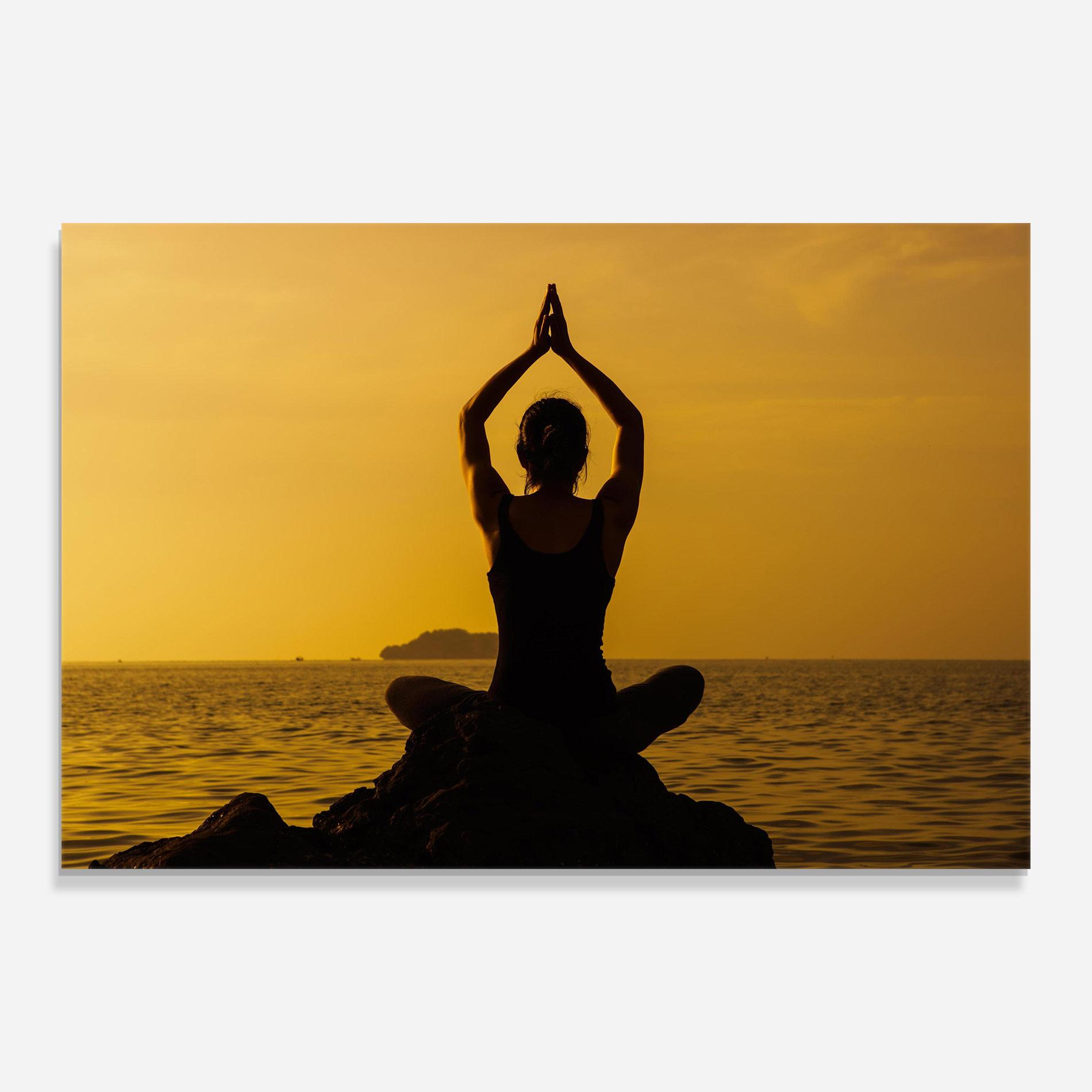 Стъклена картина Meditation On Sunset mockup 0