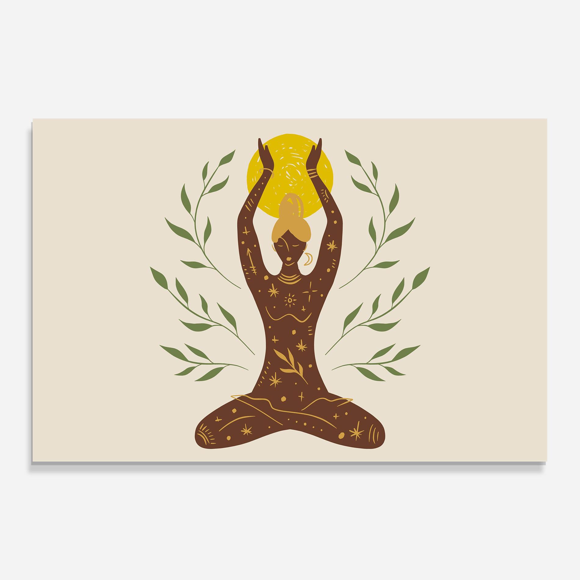 Стъклена картина Moon Girl Yoga mockup 0