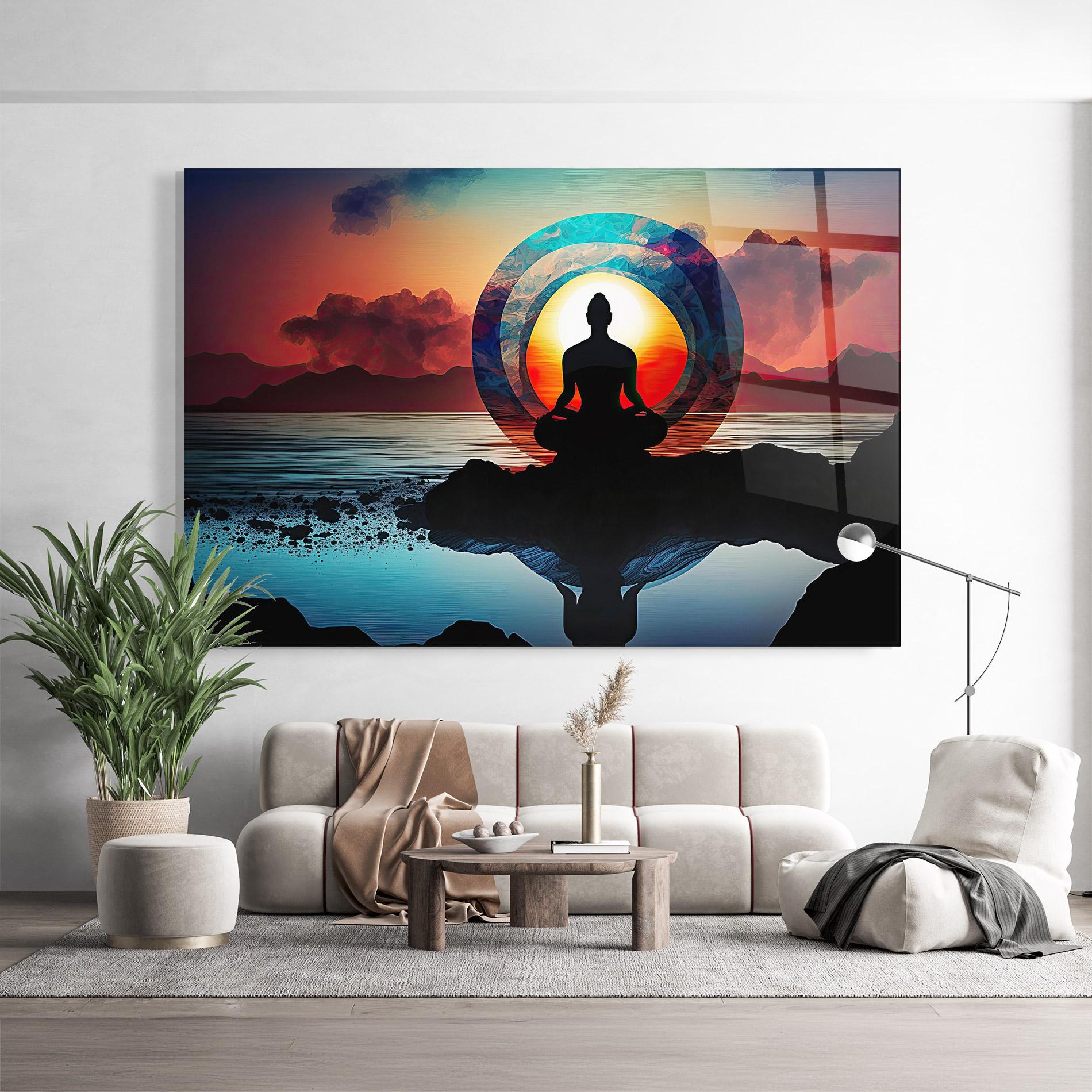 Стъклена картина Om Orbit mockup 9