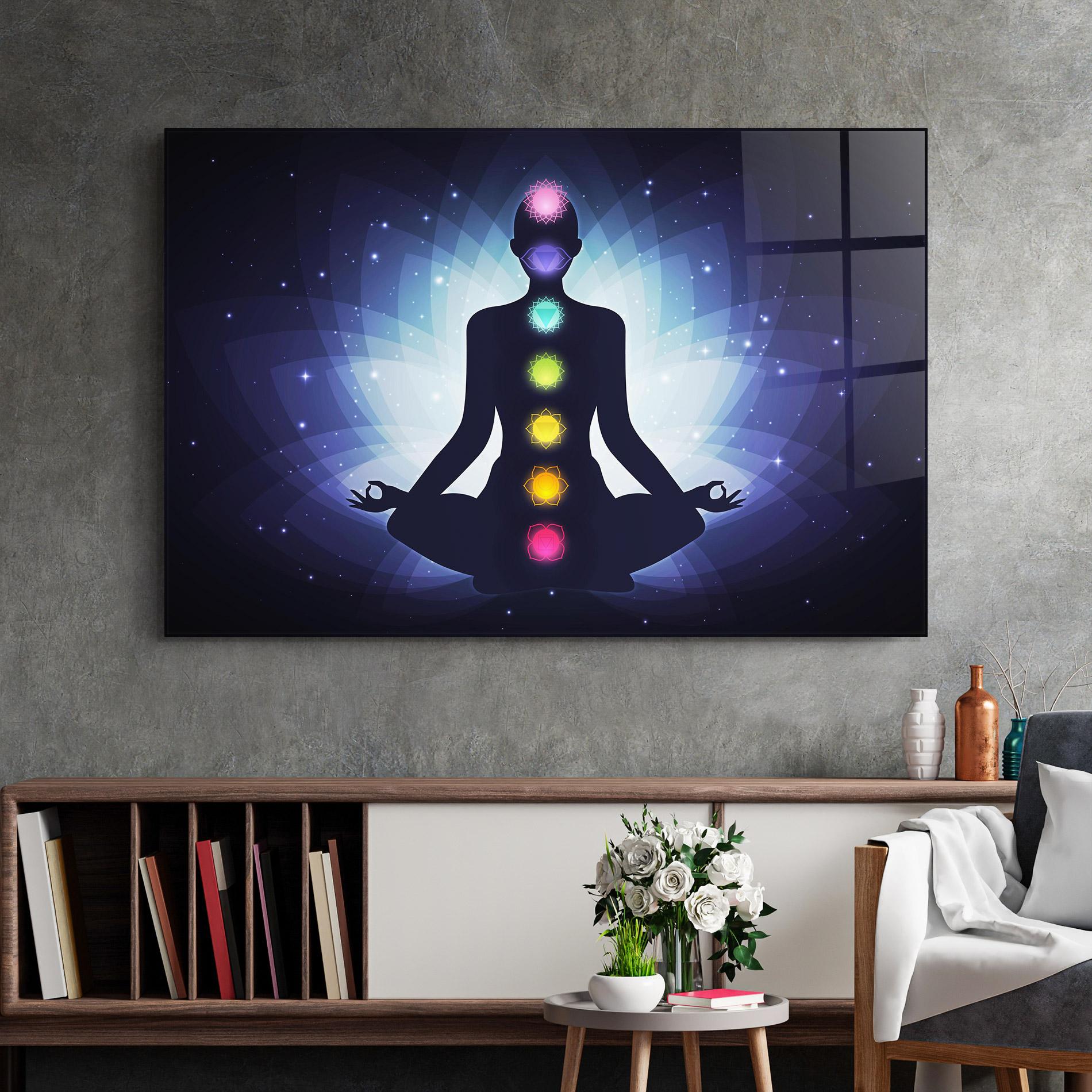 Стъклена картина Flower Meditation mockup 2