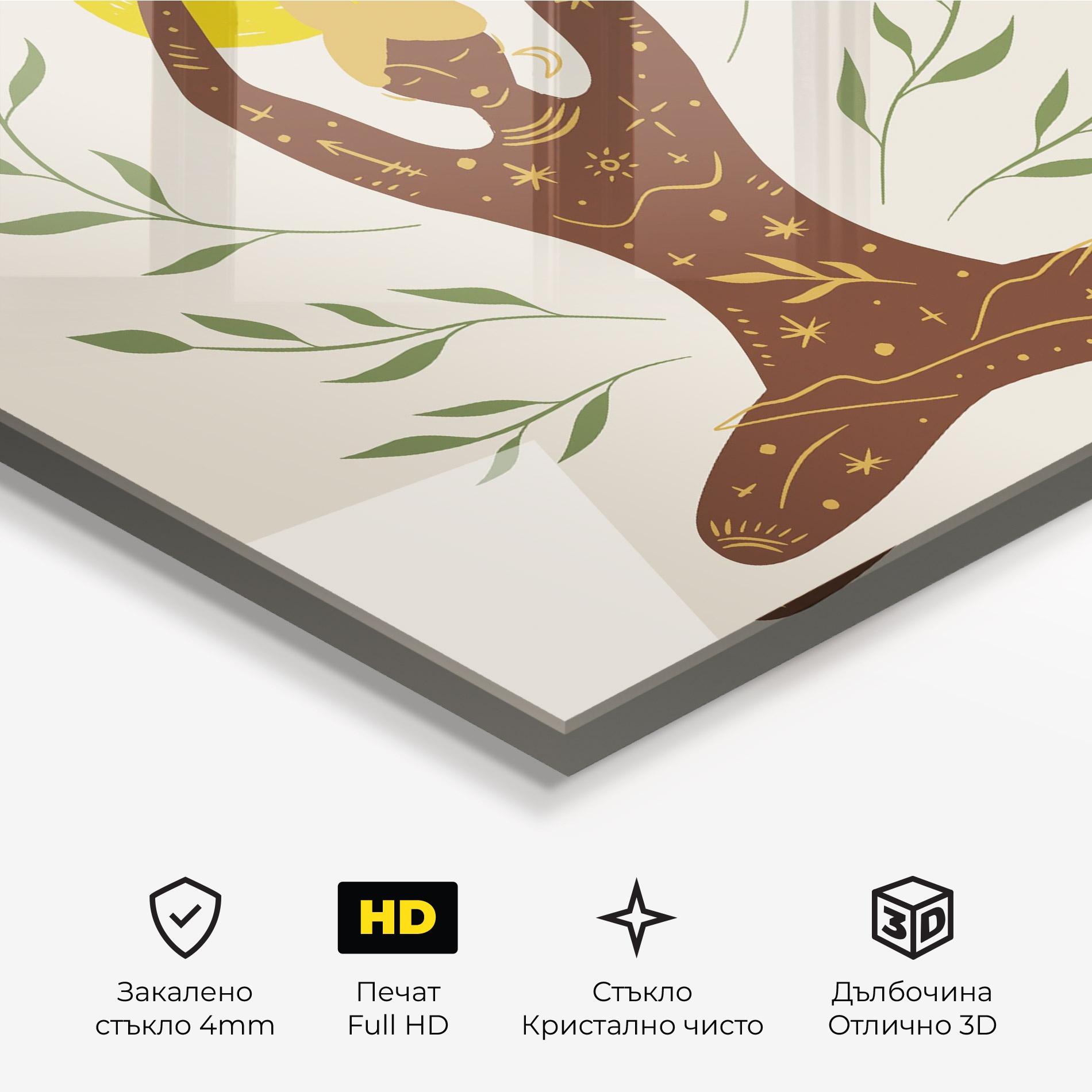 Стъклена картина Moon Girl Yoga mockup 3