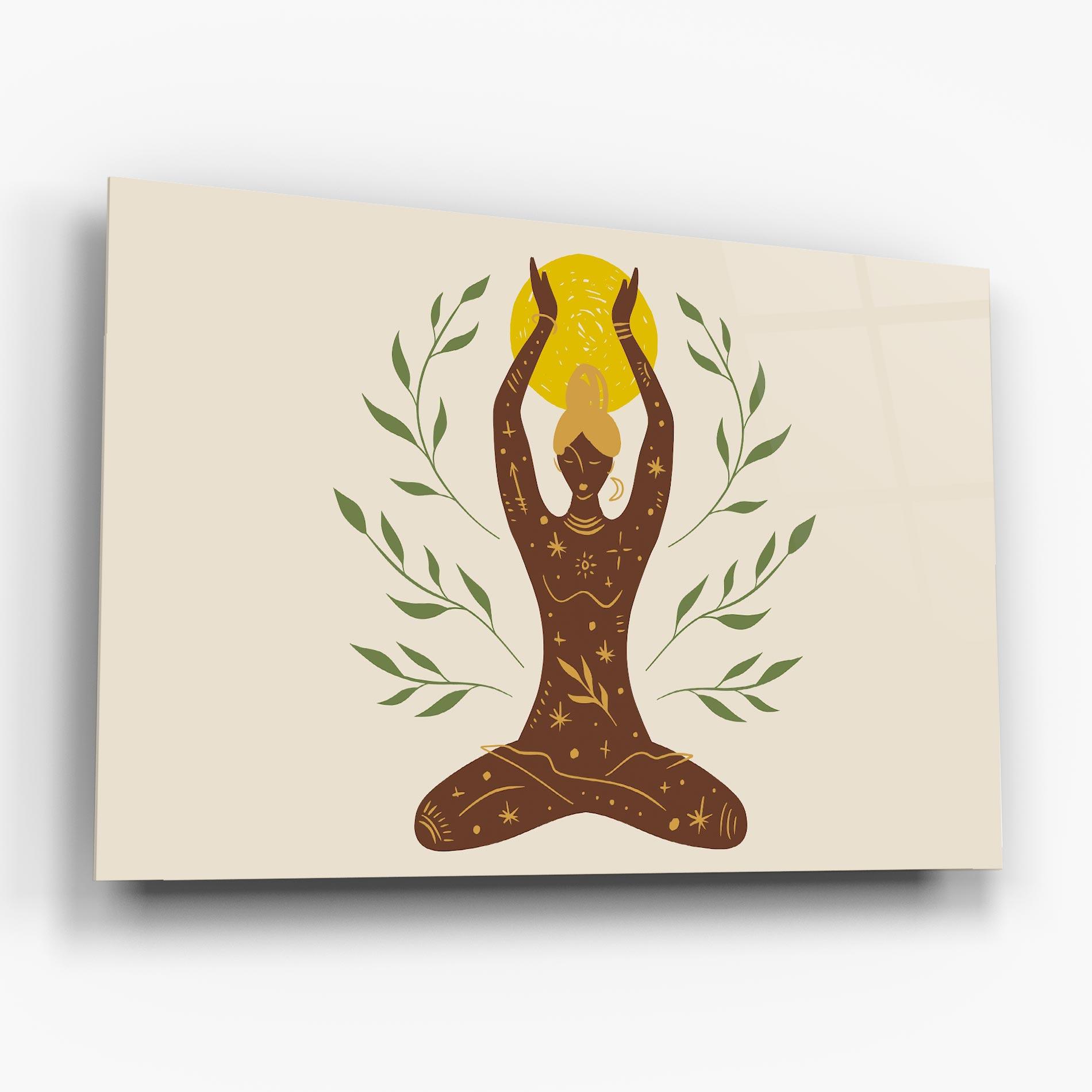 Стъклена картина Moon Girl Yoga mockup 6