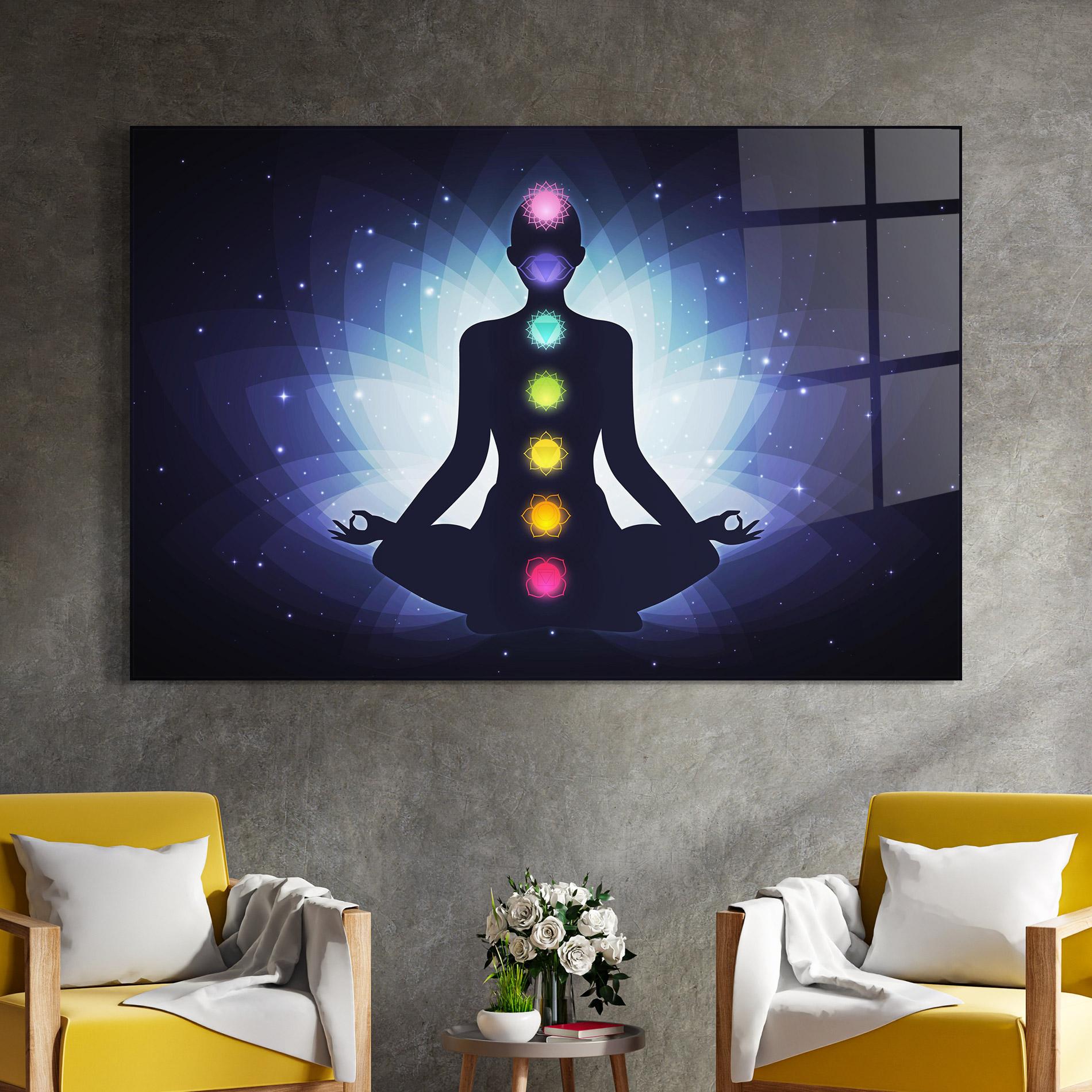 Стъклена картина Flower Meditation mockup 4