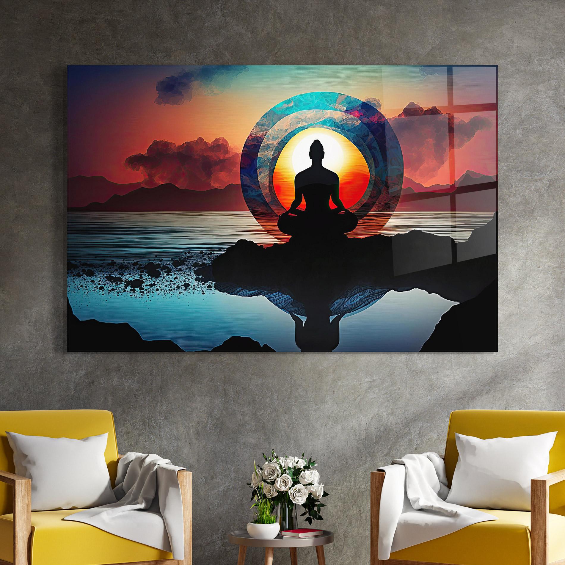 Стъклена картина Om Orbit mockup 4