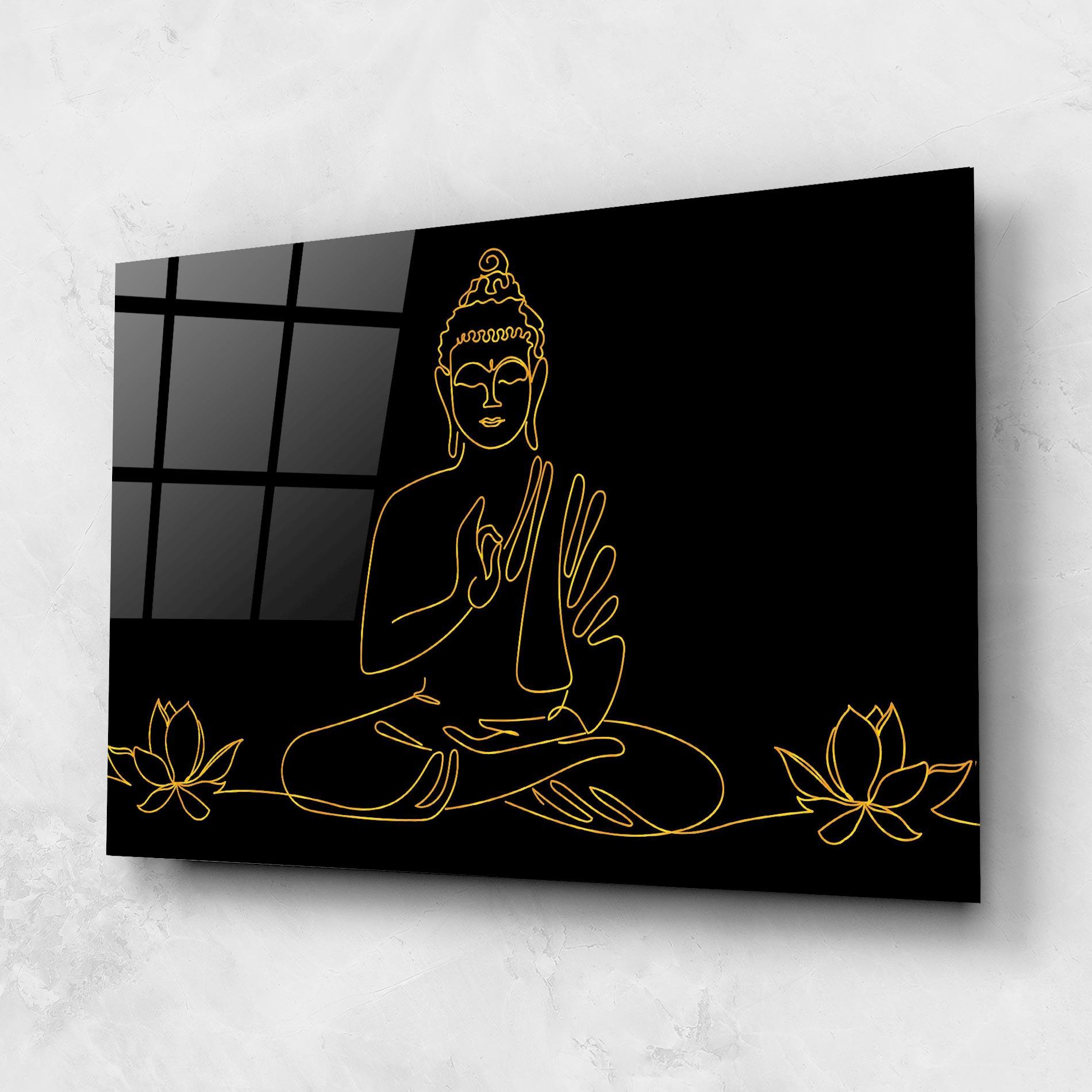 Стъклена картина Buddha Gold Line mockup 1