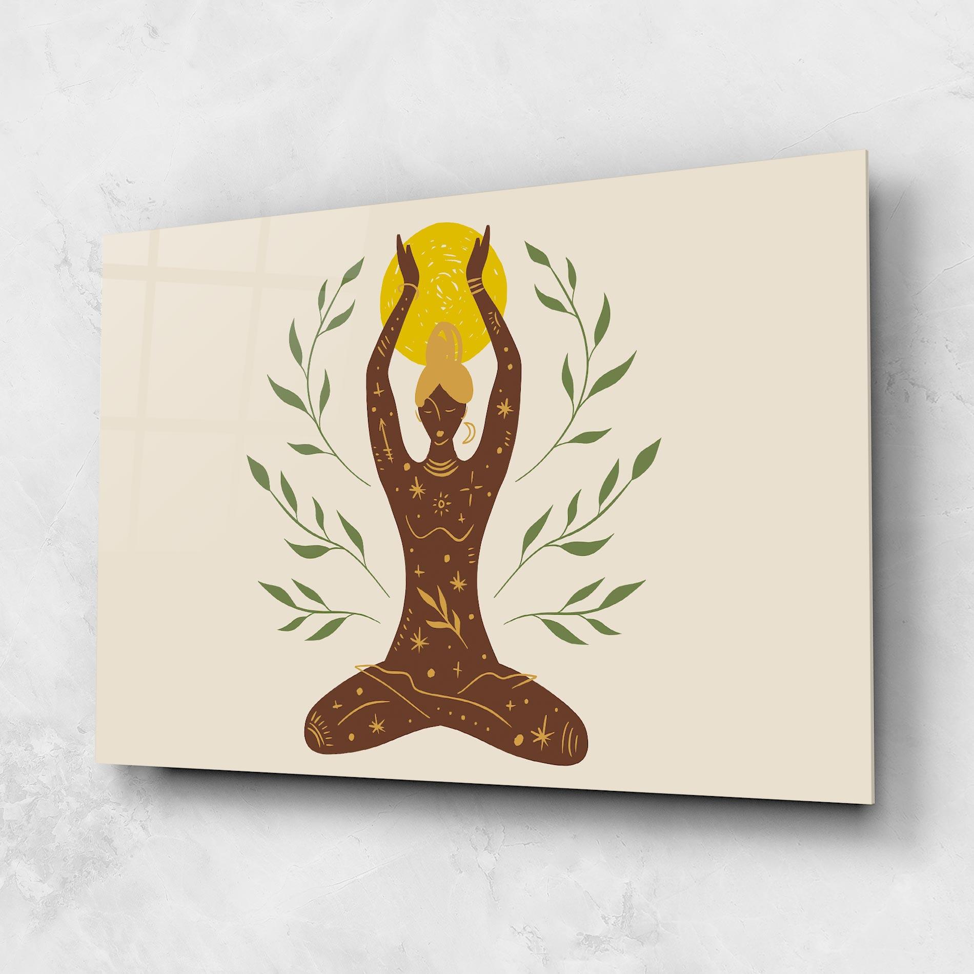 Стъклена картина Moon Girl Yoga mockup 1