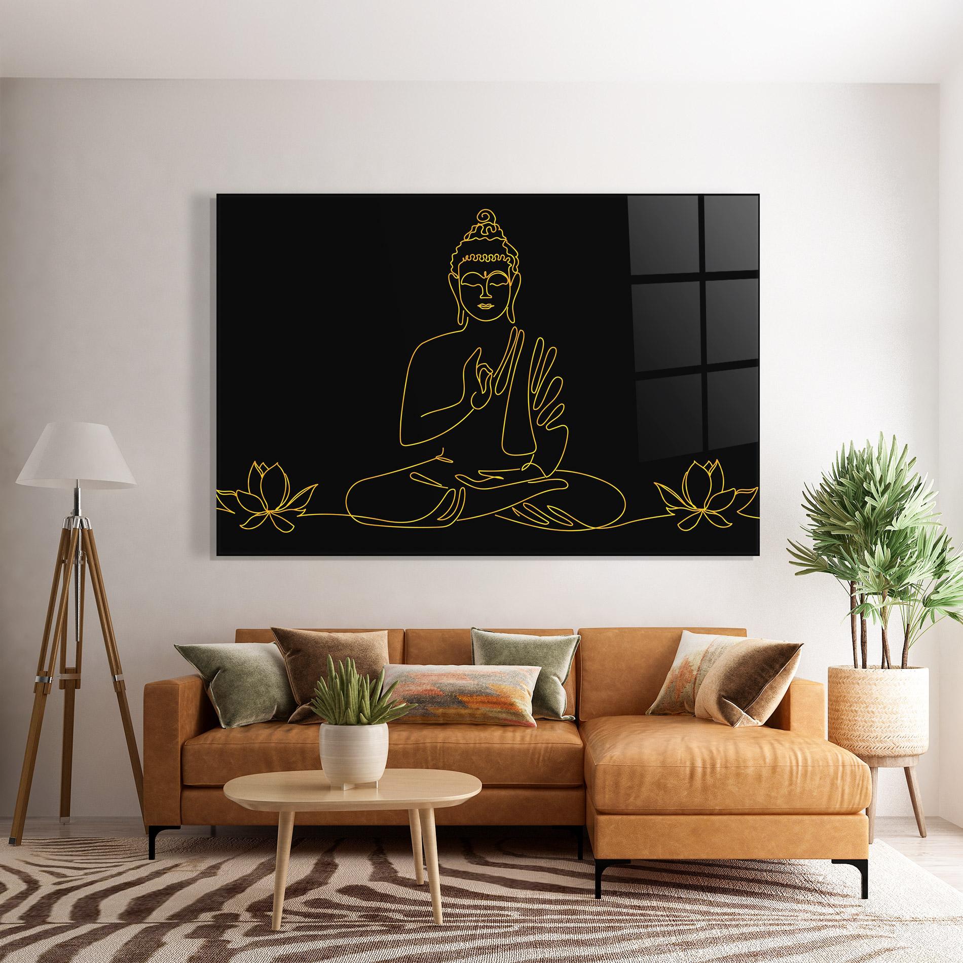 Стъклена картина Buddha Gold Line mockup 7