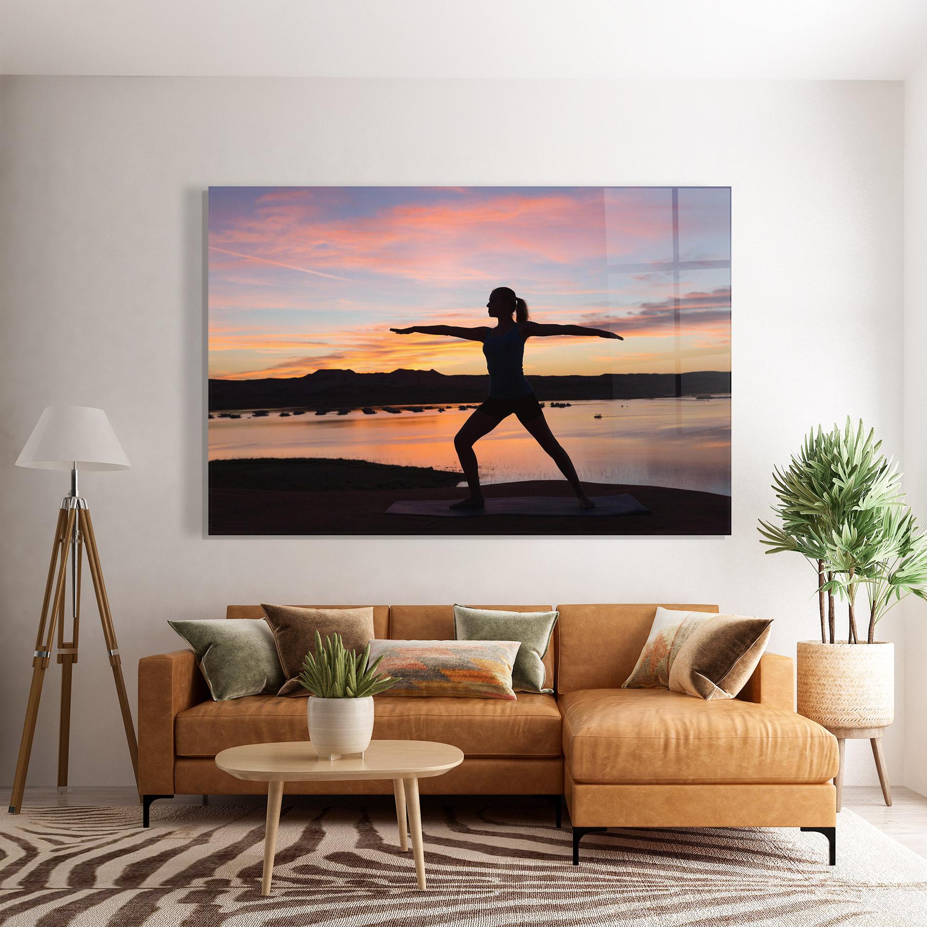Стъклена картина Morning Yoga mockup 7