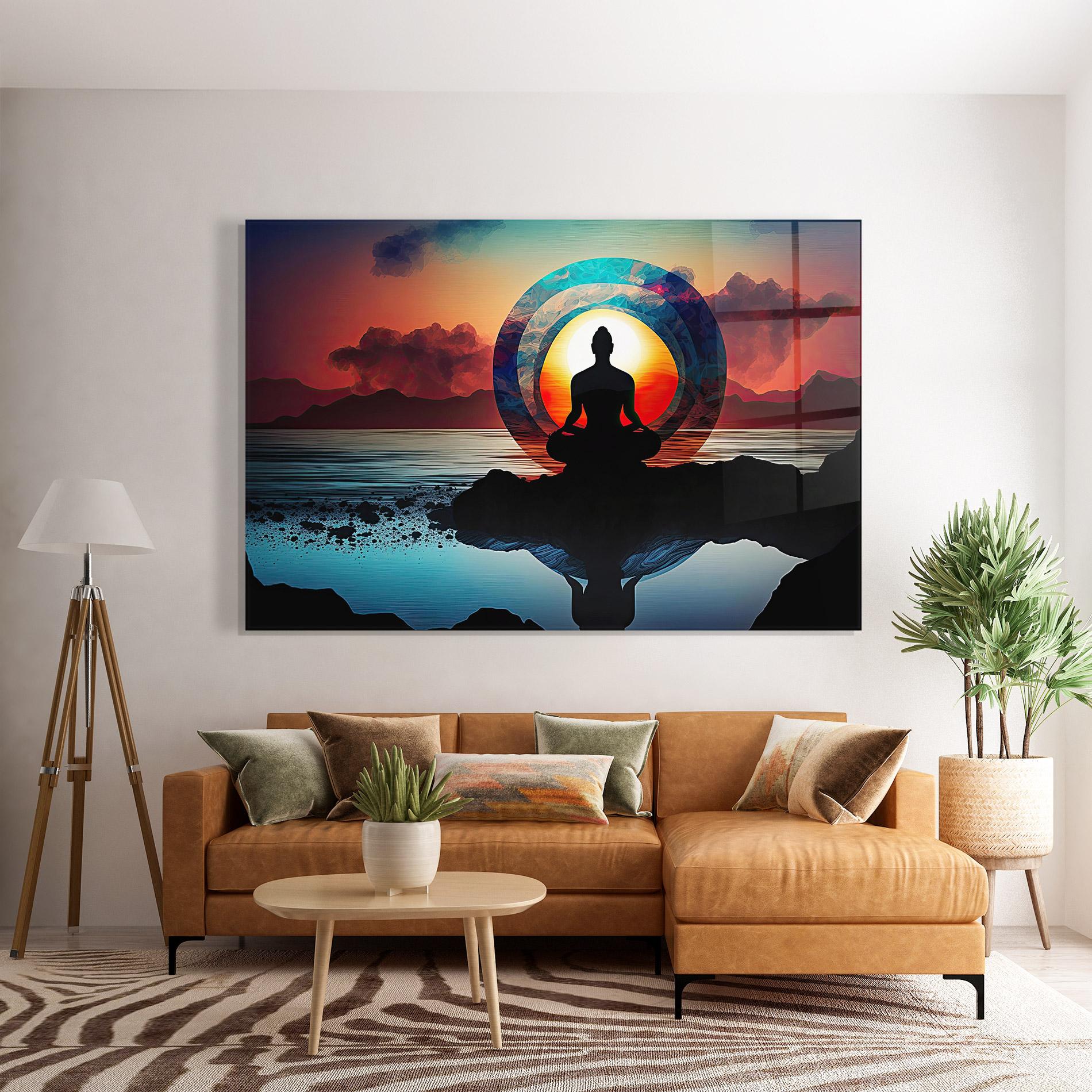 Стъклена картина Om Orbit mockup 7