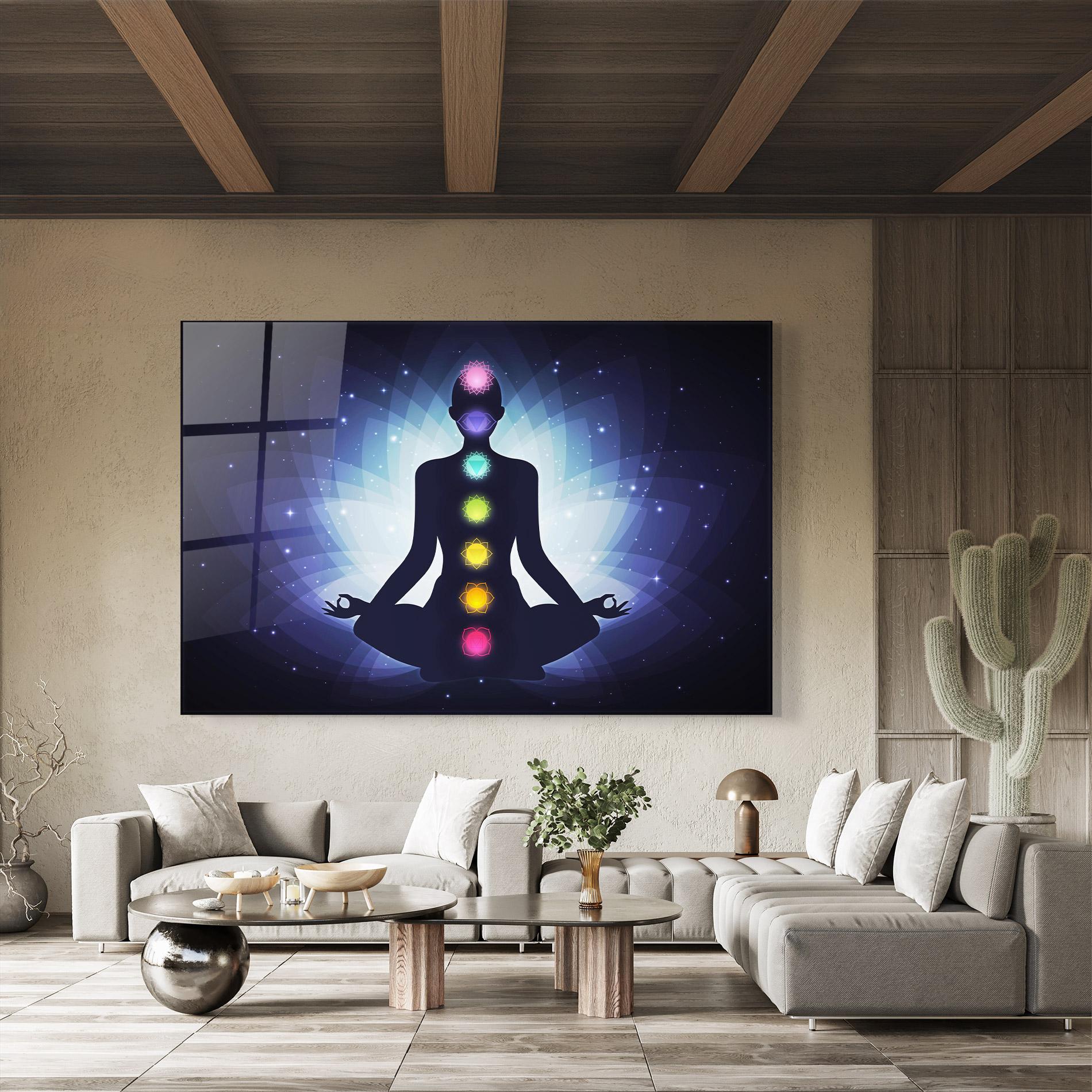 Стъклена картина Flower Meditation mockup 8