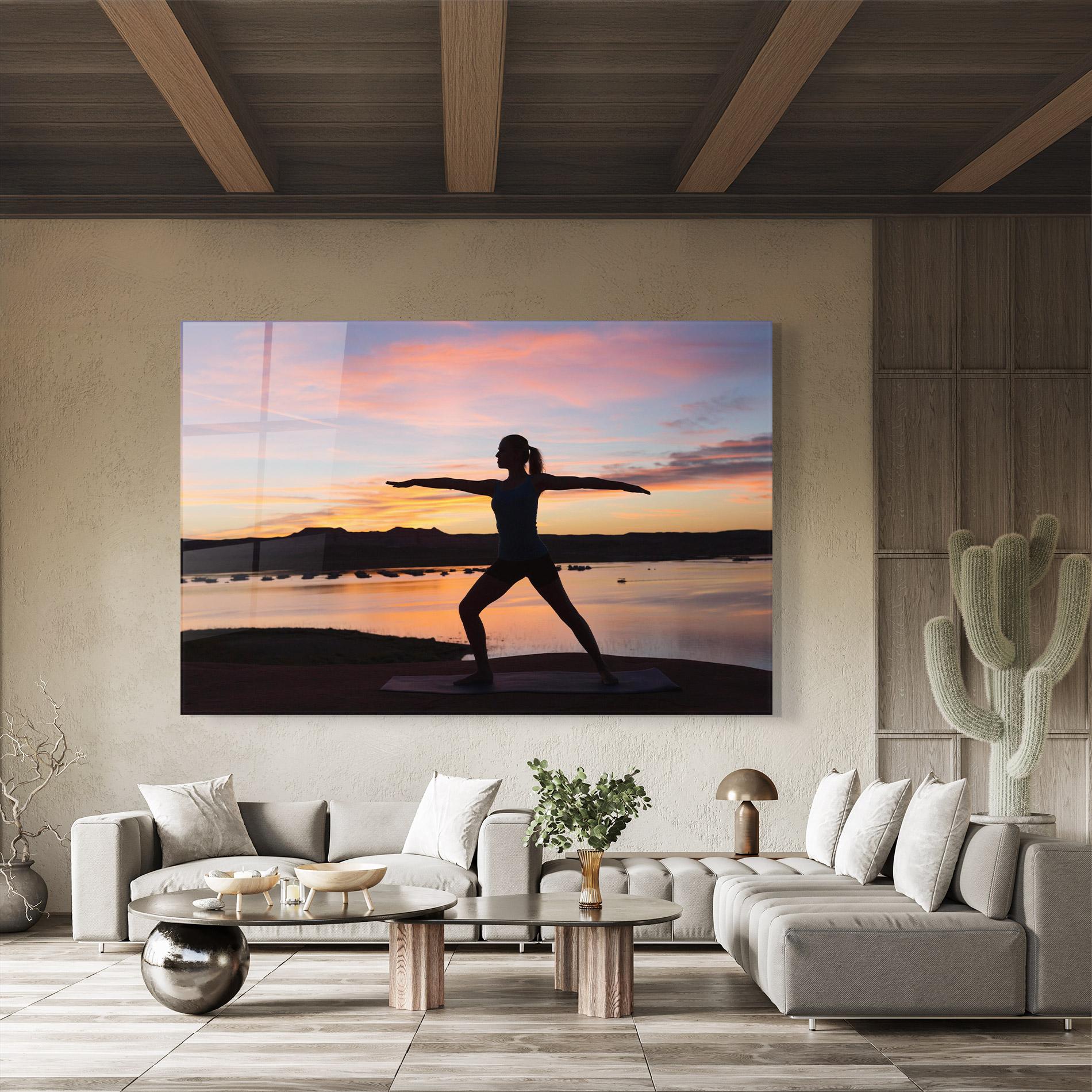 Стъклена картина Morning Yoga mockup 8